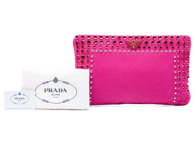 Pochette Prada Pink Canvas Canapa Bijoux Rose - vue 7