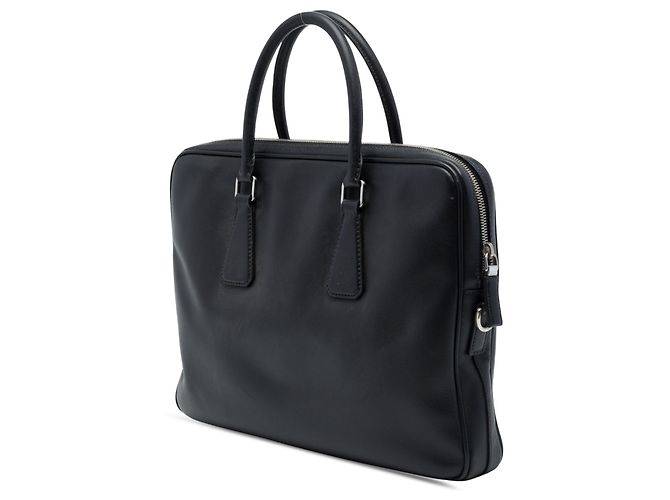 Prada Business-Tasche aus schwarzem Saffiano-Leder gestreift - Ansicht 2