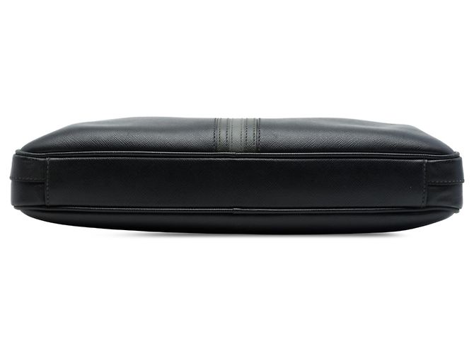 Prada Business-Tasche aus schwarzem Saffiano-Leder gestreift - Ansicht 3