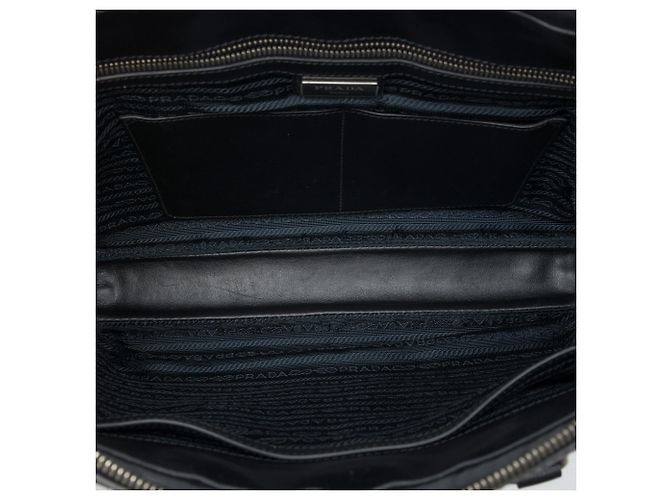 Prada Business-Tasche aus schwarzem Saffiano-Leder gestreift - Ansicht 4