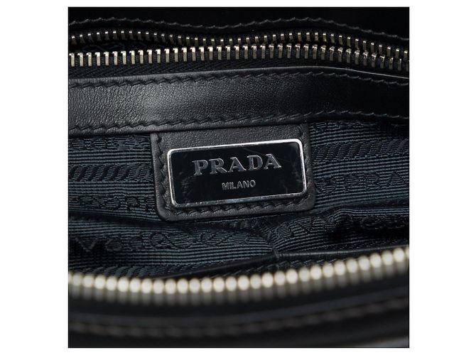 Prada Business-Tasche aus schwarzem Saffiano-Leder gestreift - Ansicht 5