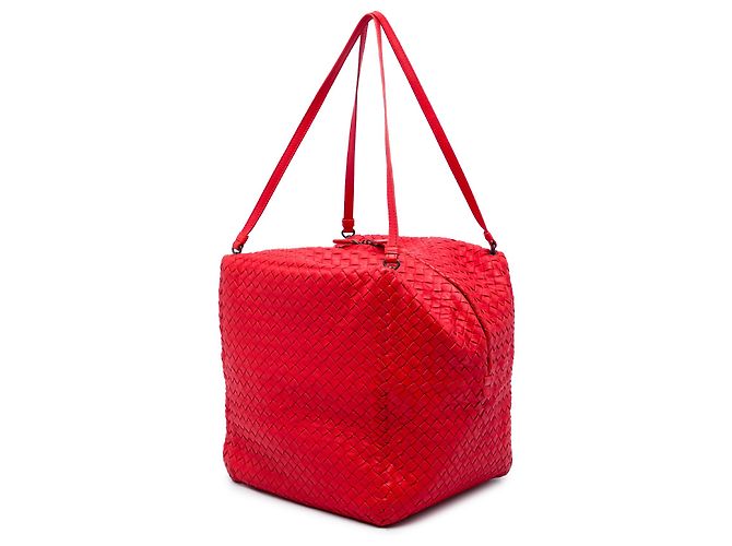 Borsa a tracolla Bottega Veneta Cube in Nappa Intrecciato rossa Rosso - vista 2