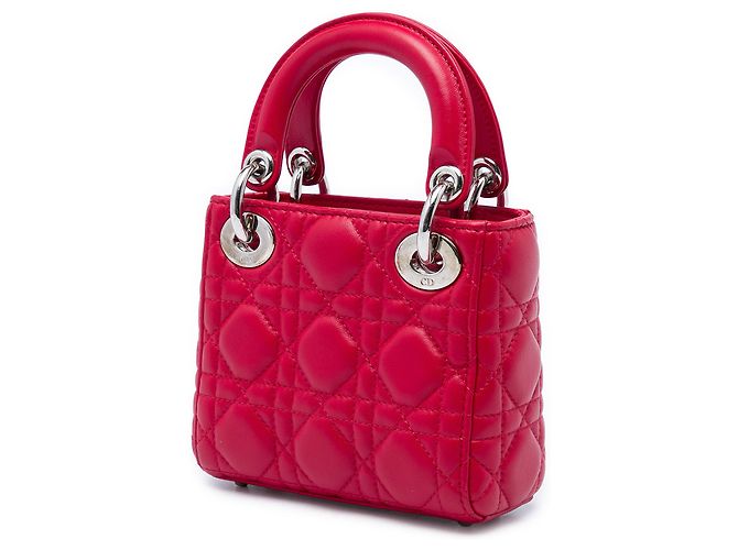Dior Mini Lady Dior 8 Crystal aus rotem Lammleder Cannage - Ansicht 2