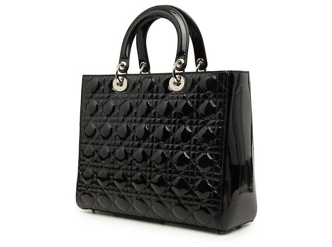 Dior Black Large Patent Cannage Lady Dior Negro - vista 2