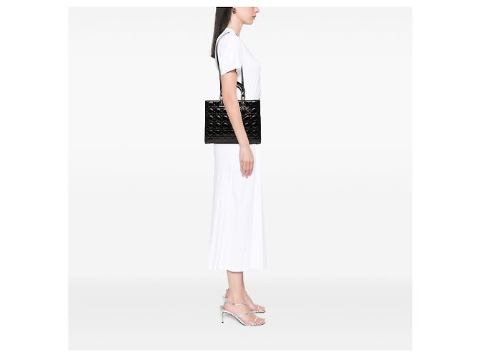 Dior Black Large Patent Cannage Lady Dior Negro - vista 6