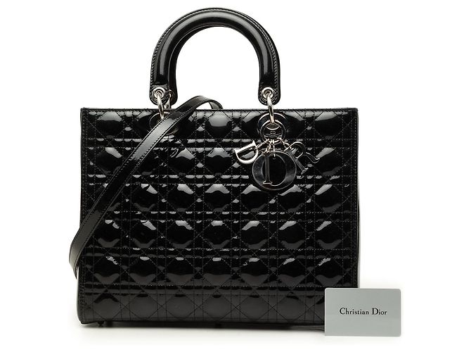 Dior Black Large Patent Cannage Lady Dior Negro - vista 7
