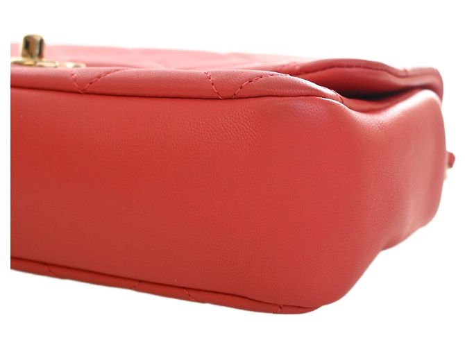 Chanel Red Small Lambskin Elegant Chain Single Flap Rouge - vue 14