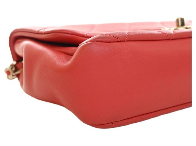 Chanel Red Small Lambskin Elegant Chain Single Flap Rouge - vue 15