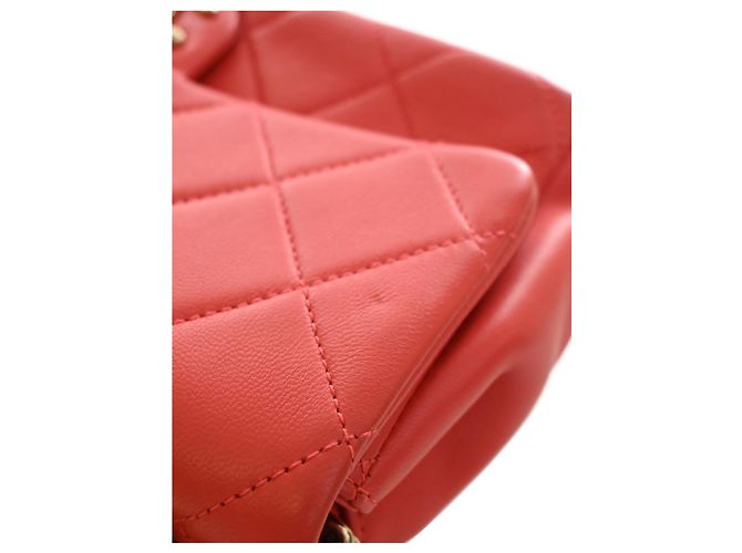 Chanel Red Small Lambskin Elegant Chain Single Flap Rouge - vue 6
