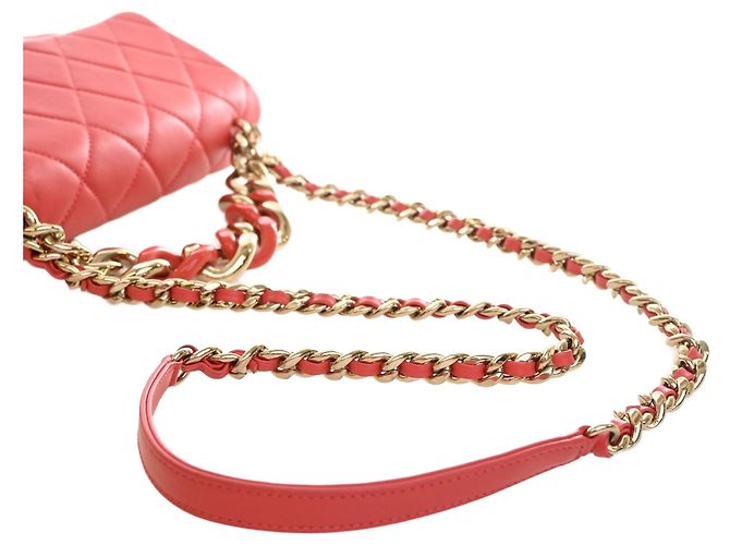 Chanel Red Small Lambskin Elegant Chain Single Flap Rouge - vue 9