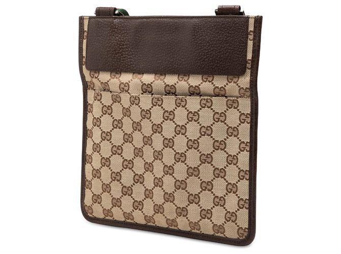 Borsa a tracolla Gucci in tela GG beige con Web - vista 2
