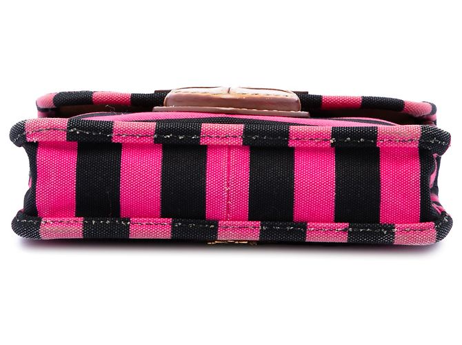 Prada Bolso Bandolera de Lona Canapa Righe Rosa - vista 3
