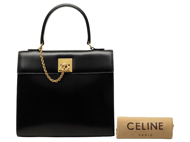 Céline Celine Black Leather Toggle Clasp Top Handle Bag - view 7