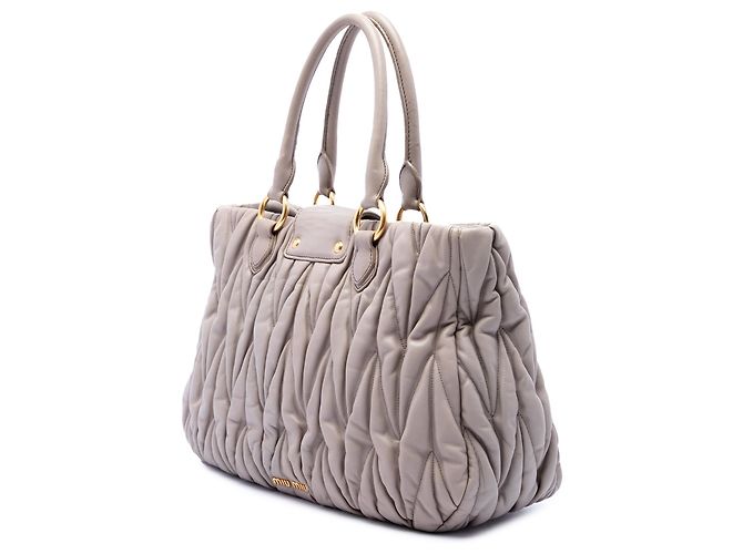 Miu Miu Beige Matelassé Nappa Turnlock Tote - Ansicht 2