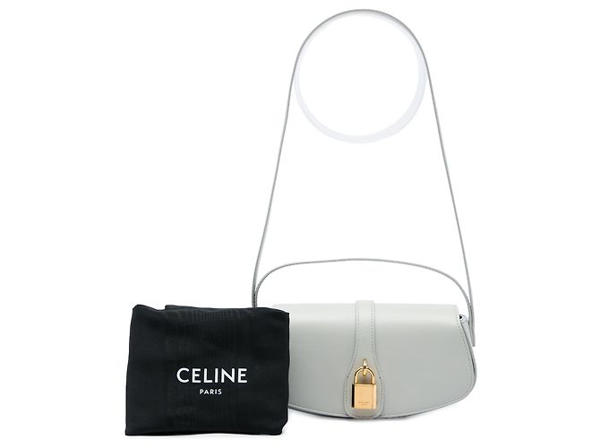Céline Pochette Tabou Celine en cuir de veau lisse gris avec bandoulière Marron - vue 6