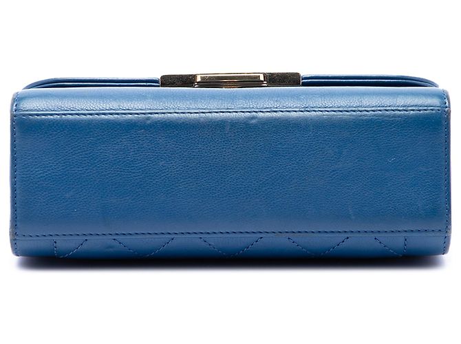 Chanel Blue Small Quilted Grained Calfskin Label Click Flap Blau - Ansicht 3