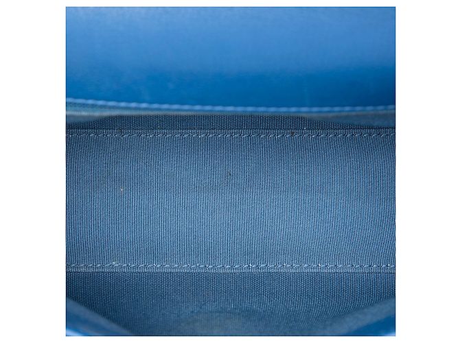 Chanel Blue Small Quilted Grained Calfskin Label Click Flap Blau - Ansicht 4
