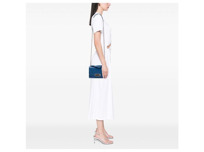 Chanel Blue Small Quilted Grained Calfskin Label Click Flap Blau - Ansicht 6