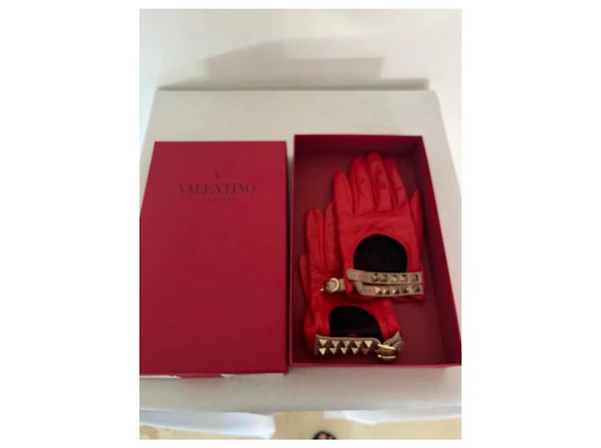 Luvas Valentino Rockstud em couro vermelho - vista 2
