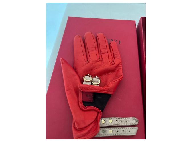 Luvas Valentino Rockstud em couro vermelho - vista 5
