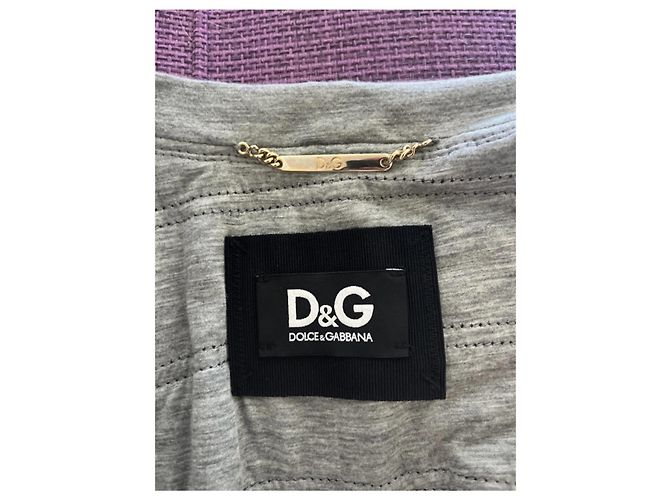 Chaqueta de cuero negro acolchada D&G Dolce & Gabbana con detalles de cadena Gris - vista 4