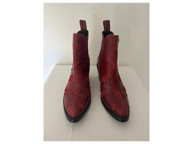 Autre Marque Stivali Western Old Gringo Pelle Rossa Stelle Rosso - vista 2