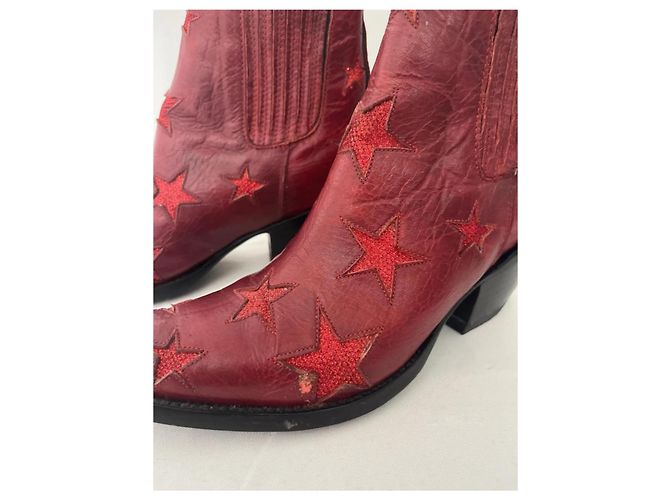 Autre Marque Stivali Western Old Gringo Pelle Rossa Stelle Rosso - vista 4