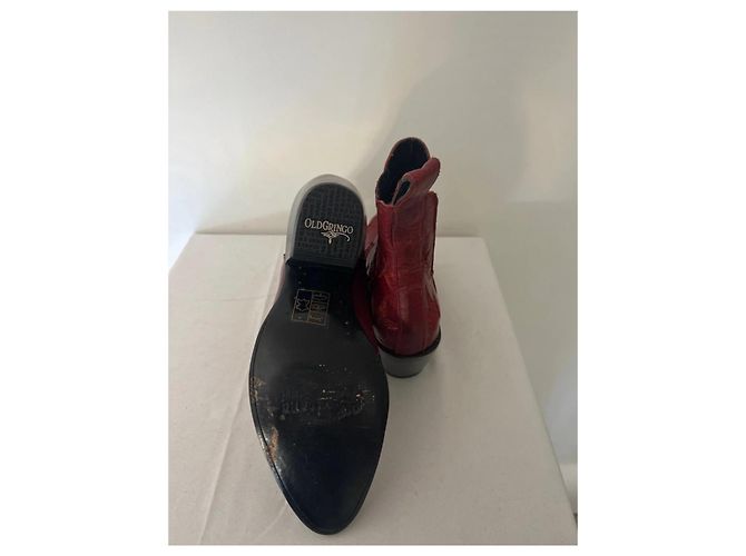 Autre Marque Stivali Western Old Gringo Pelle Rossa Stelle Rosso - vista 5