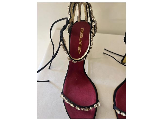 Dsquared2 Sandali con Tacco Alto Decorati con Cristalli Nero Gold hardware - vista 2