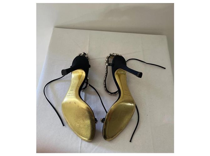 Dsquared2 Sandali con Tacco Alto Decorati con Cristalli Nero Gold hardware - vista 5