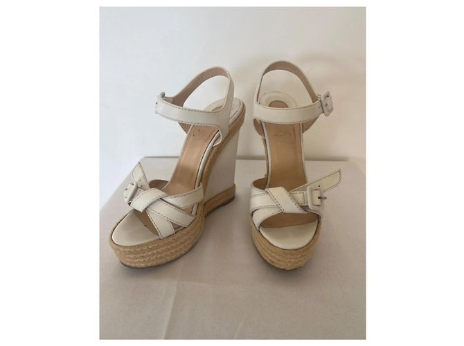 Christian Louboutin Sandali con Zeppa in Pelle Bianca Bianco - vista 2