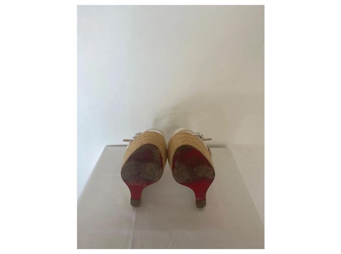 Christian Louboutin Sandali con Zeppa in Pelle Bianca Bianco - vista 3