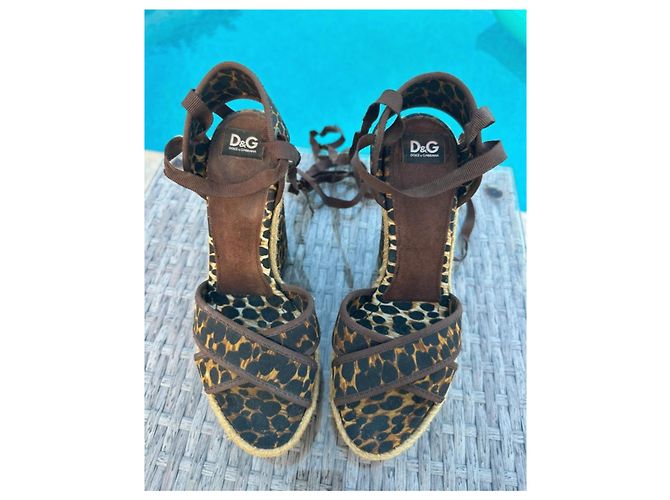 Sandalias de cuña estampado leopardo Dolce & Gabbana Castaño Estampado de leopardo - vista 3