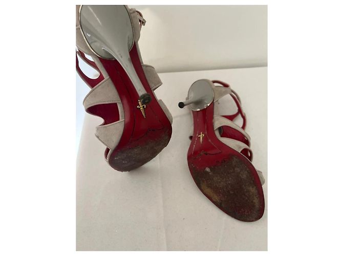 Sandalias de tacón Cesare Paciotti con strass Roja Beige - vista 2