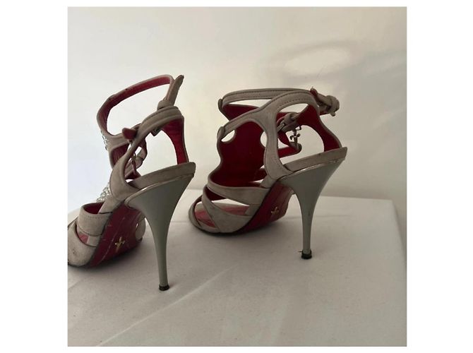 Sandalias de tacón Cesare Paciotti con strass Roja Beige - vista 3