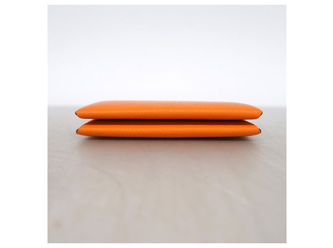 Hermès Hermes Calvi Orange Leather Card Case - view 2