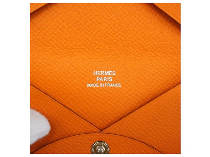 Hermès Hermes Calvi Orange Leather Card Case - view 4