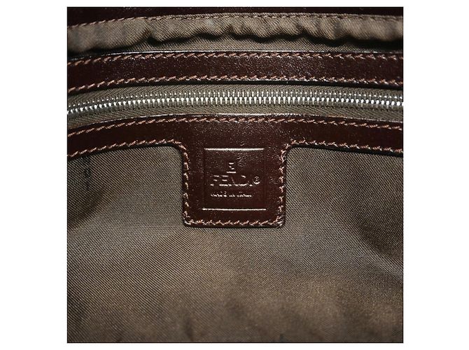 Bolso de hombro Fendi Zucca de nailon y lona Castaño - vista 5