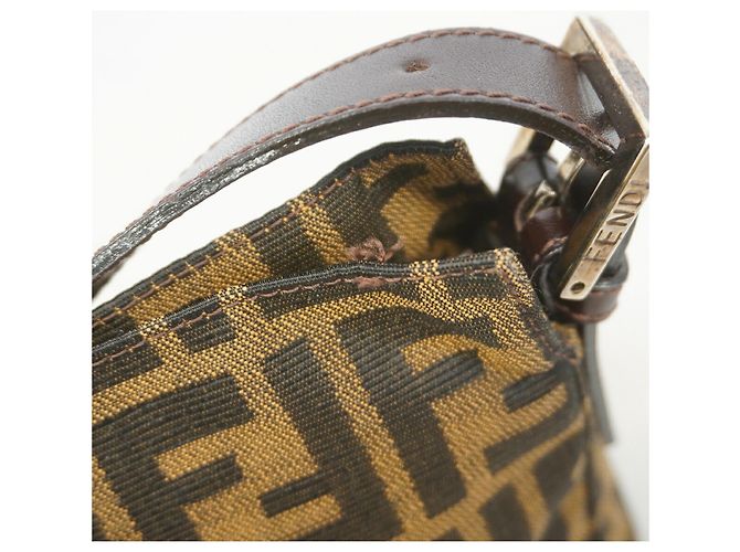 Bolso de hombro Fendi Zucca de nailon y lona Castaño - vista 6