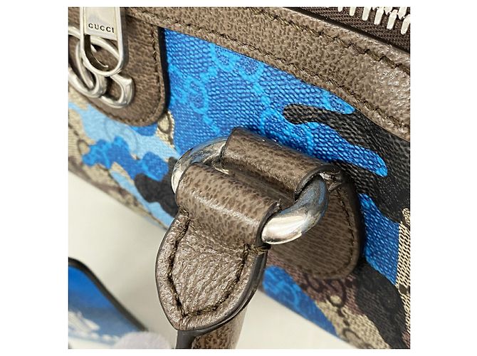 Bolsa Gucci GG Camouflage Marrom Azul - vista 8