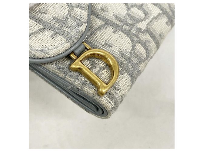 Christian Dior Tri-fold Portemonnaie aus grauem Canvas Braun - Ansicht 7