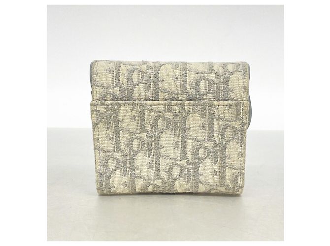 Christian Dior Tri-fold Portemonnaie aus grauem Canvas Braun - Ansicht 8