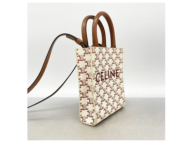 Céline Celine Triomphe Mini Vertical Cabas Handtasche Weiß - Ansicht 2