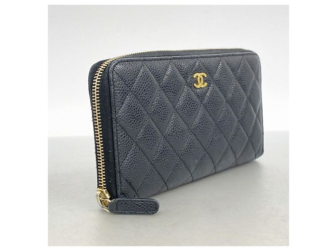 Portafoglio lungo Chanel in pelle di vitello grana nera Nero - vista 2