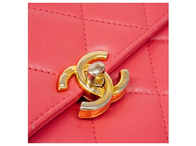 Sac à main épaule à chaîne Chanel Matelassé Rose - vue 11