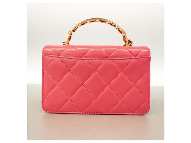 Sac à main épaule à chaîne Chanel Matelassé Rose - vue 12