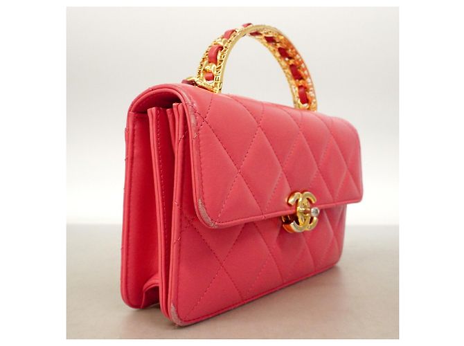 Sac à main épaule à chaîne Chanel Matelassé Rose - vue 2