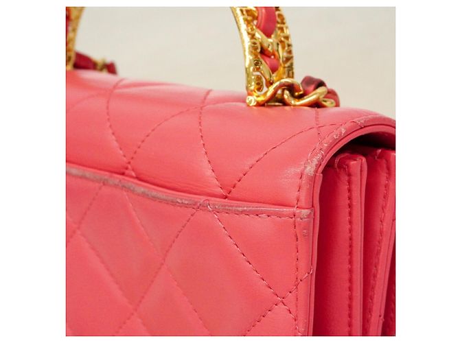 Sac à main épaule à chaîne Chanel Matelassé Rose - vue 9