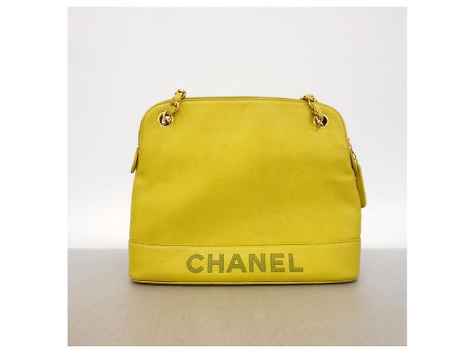 Bolso de hombro Chanel Lime Yellow Dorado - vista 13
