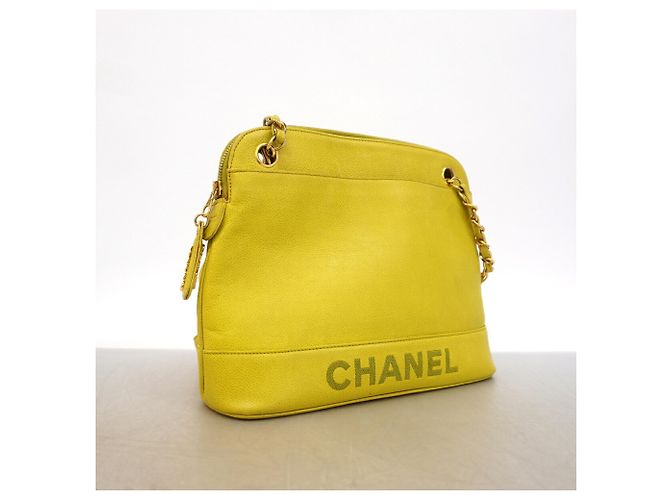 Bolso de hombro Chanel Lime Yellow Dorado - vista 2